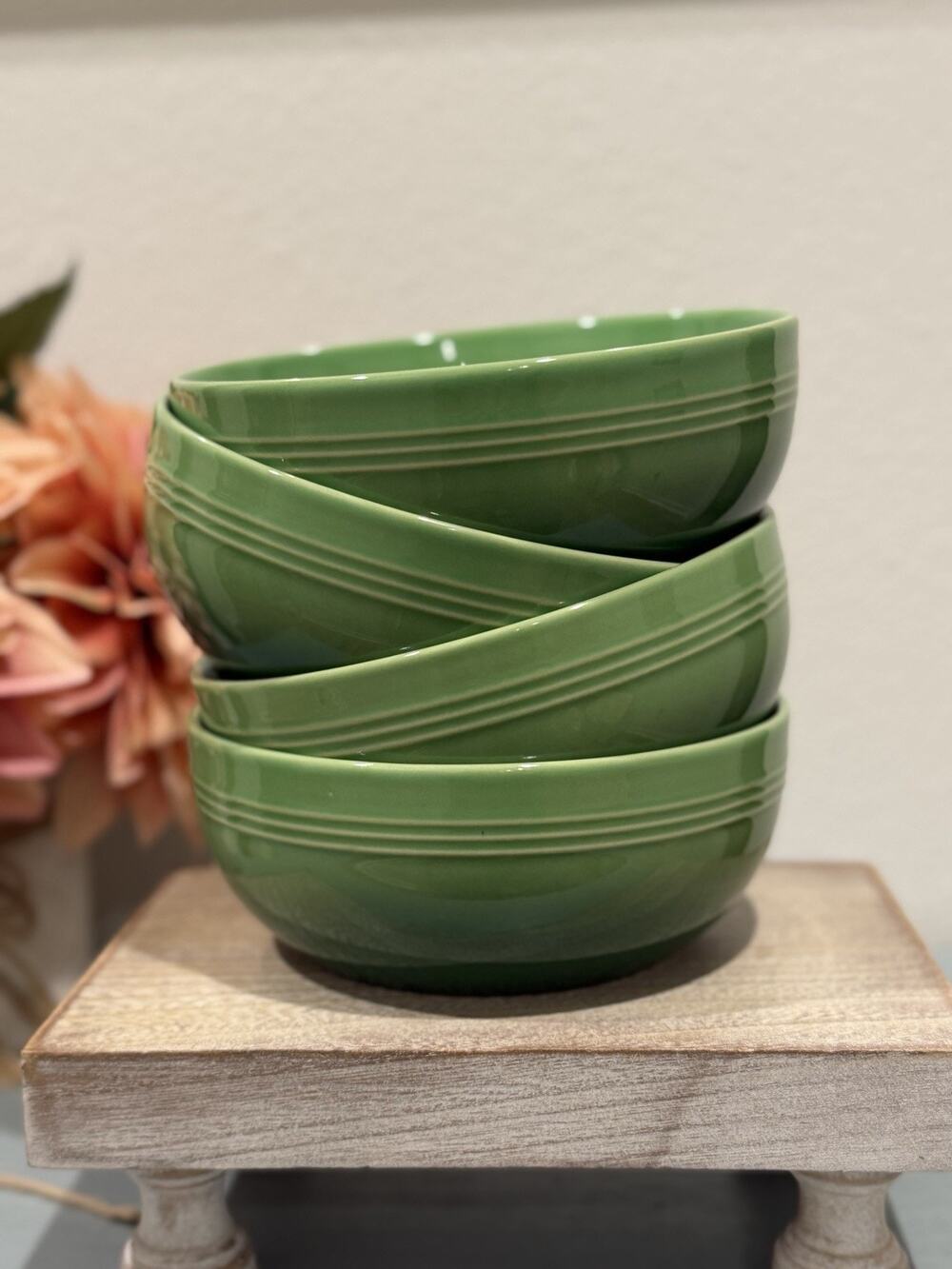 4 Le Creuset Stoneware 770 ML Cereal Bowl Bamboo Green Ombre Second Choix